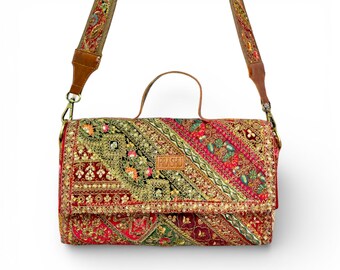 Embroidery Sling Bag For Women Boho Clutch Crossbody Purse Handmade Makeup Travel Pouch