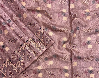 Indian Pure Silk Sari 6 Mtrs | Vintage Print Saree Fabric | Crafting, Sewing, Dress Making, Quilting Fabric