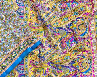 Vintage 100% Pure Silk Sari Indian Print Saree Crafting Quilting Sewing Fabric