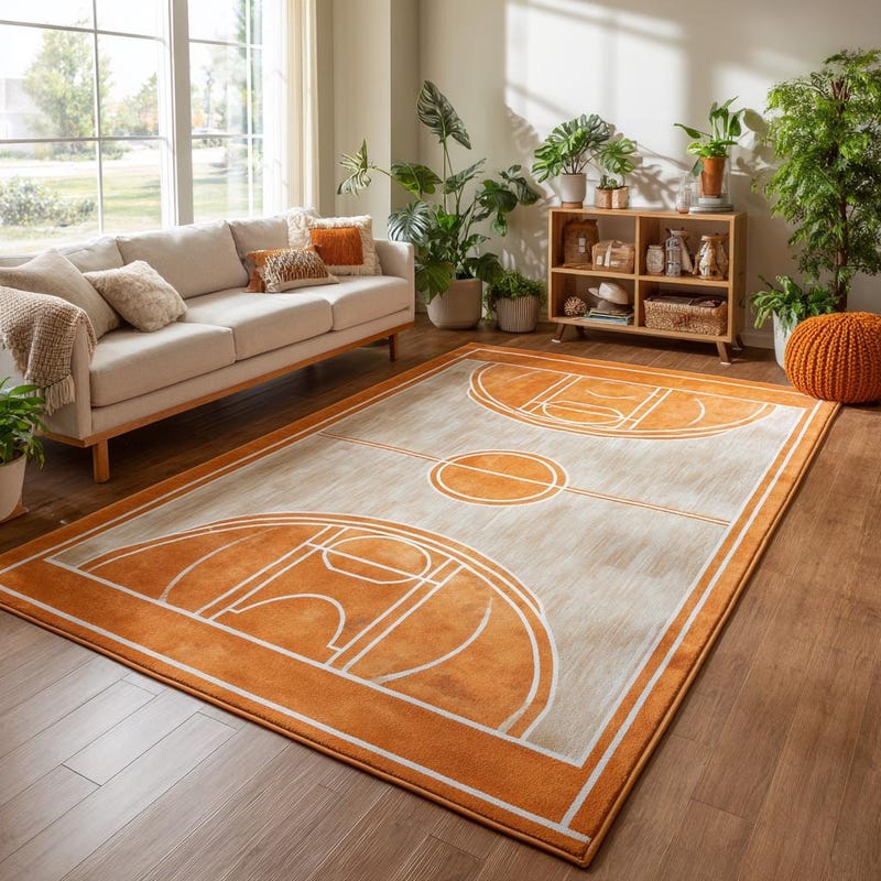 Basketball Wool Rug - Etsy UK