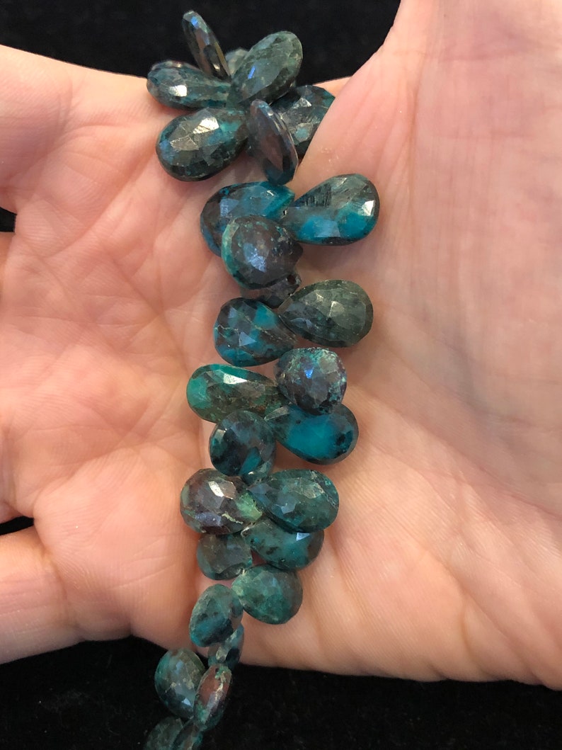 Azurite briolette strand