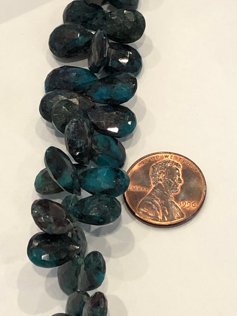 Azurite briolette strand