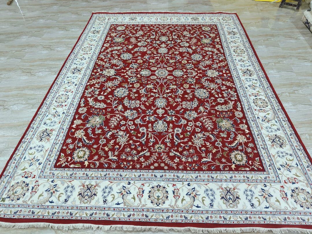 Red Floral Persian Style Area Rug, Traditional Vintage Oriental Carpet ...