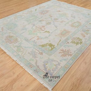Hand-Knotted Oushak Wool Rug: 8x10 Turkish Vintage Area Rug