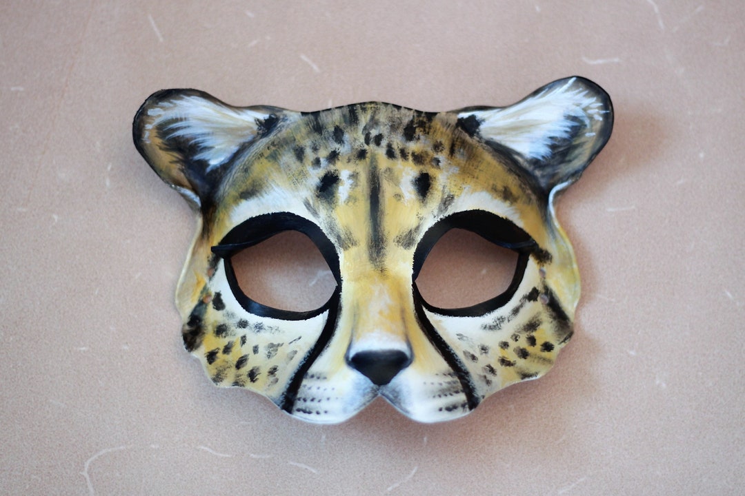 Cheetah Leather Mask Cat Mask Masquerade Mask Halloween Etsy