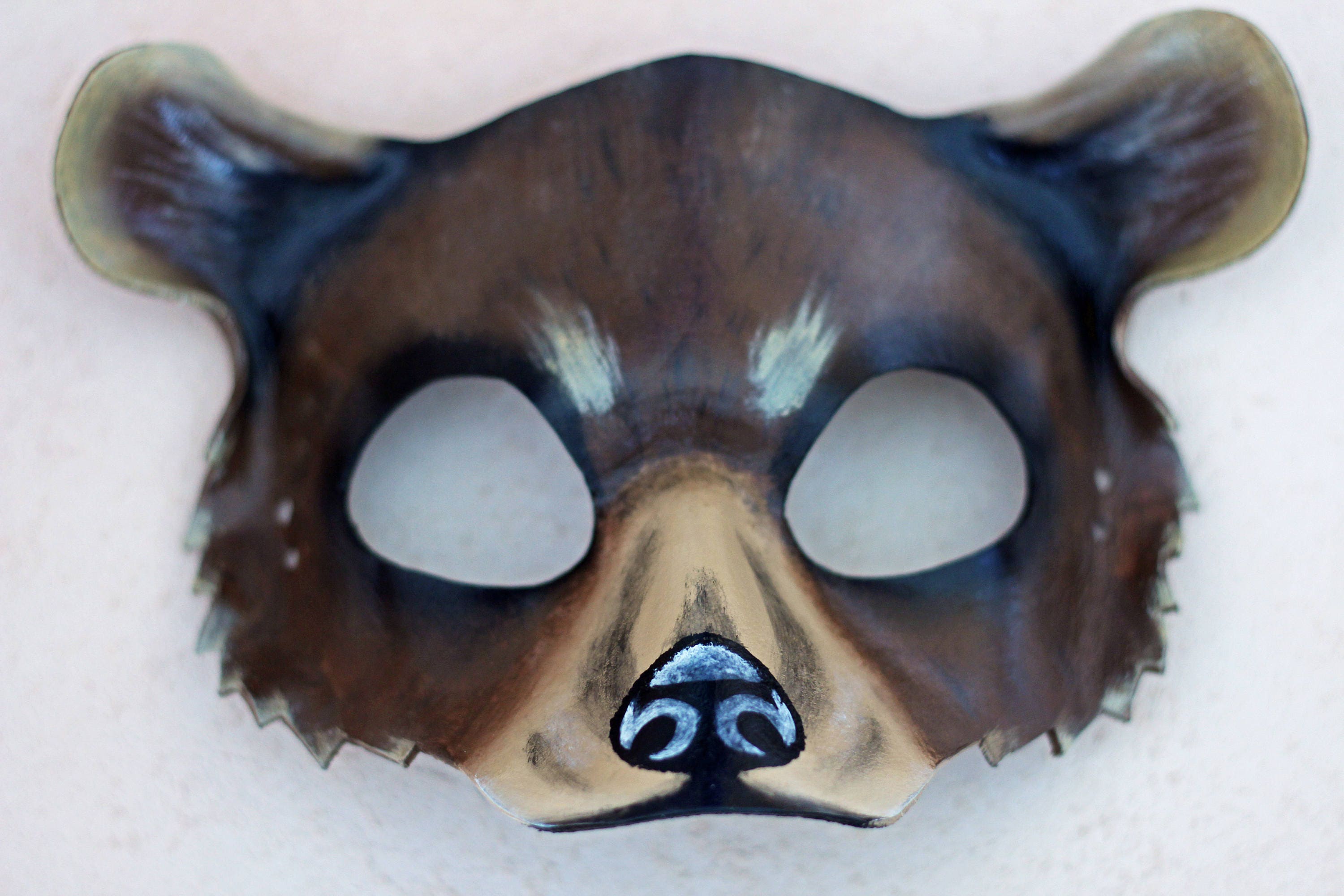 Leather Grizzly Bear Mask Woodland Mask Masquerade Mask Etsy
