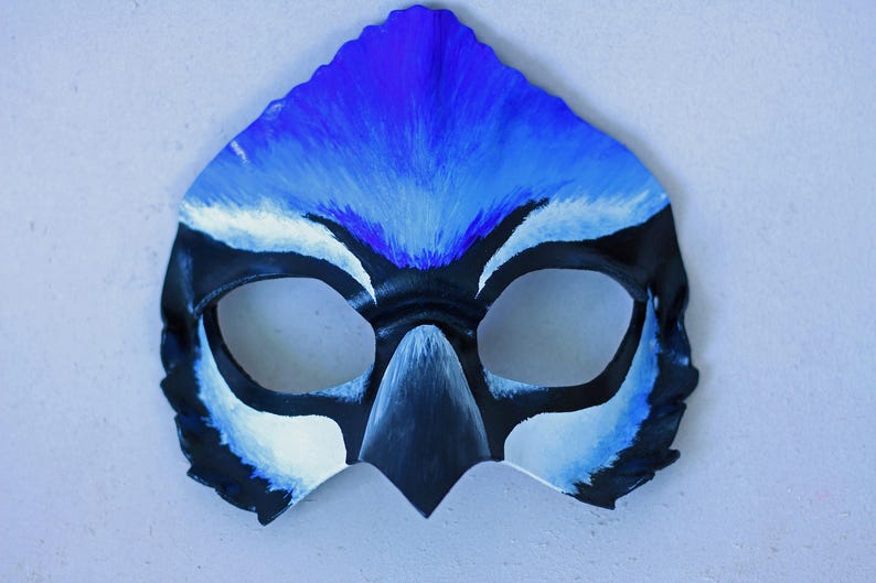 Blue Jay Leather Mask Bird Mask Halloween Mask Etsy