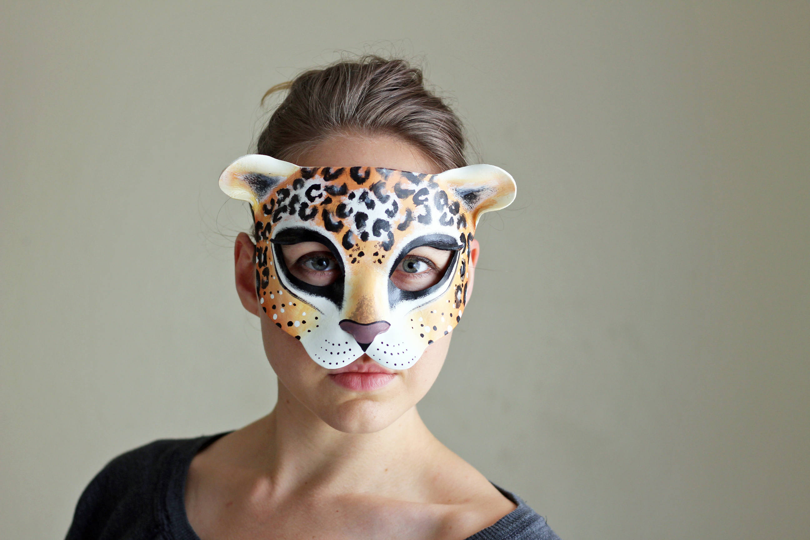 Leopard or Cheetah Leather Mask Jaguar Cat Mask Masquerade Etsy