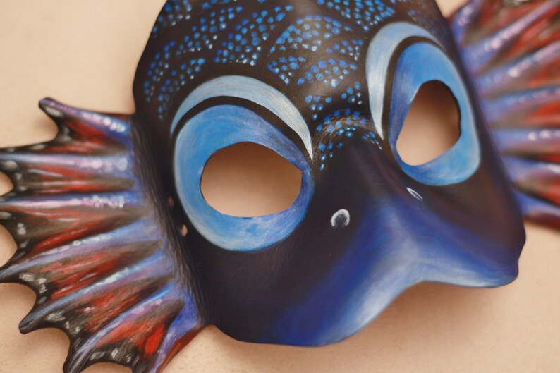 Fish Leather Mask Beta Fish Mask Sea Dragon Masquerade Etsy
