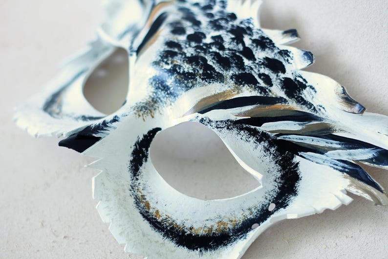 Leather Owl Mask Black or White Owl Halloween Mask Etsy