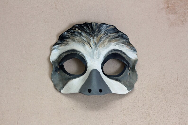 Masquerade Mask Adult Sloth Costume Halloween Animal Costume Mask Ready to ship Leather Sloth Mask Cute Sloth Mask