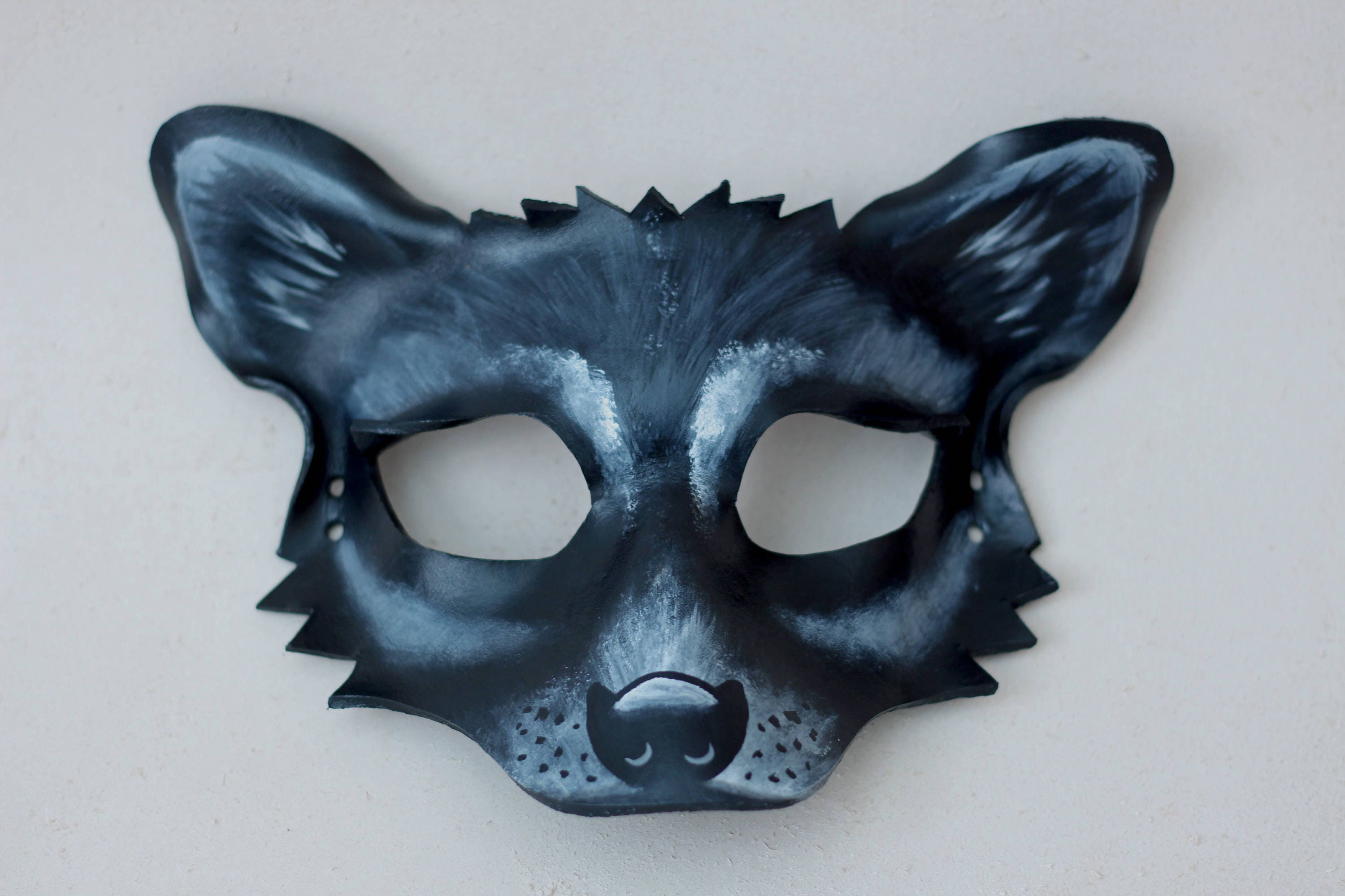 Black Wolf Leather Mask Adult Size Halloween Mask | Etsy