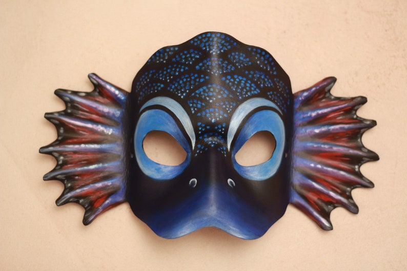 Fish Leather Mask Beta Fish Mask Sea Dragon Masquerade Etsy