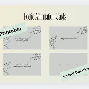 Carte di affermazioni poetiche in formato PDF / Mazzo digitale stampabile / Suggerimenti minimalisti per l'amore per se stessi e la guarigione / Archivio morbido / Colori neutri