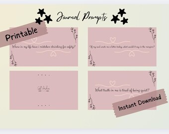 75 Journal Prompt Cards: Mindful Reflection, Business Card Size (PDF Download)