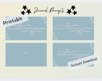 75 Journal Prompt Cards: Mindful Reflection, Printable PNG & PDF (Business Card Size Digital Download