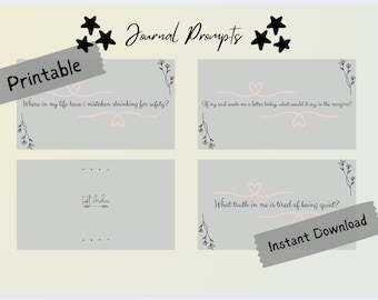 75 Journal Prompt Cards: Mindful Reflection, Business Card Size (PDF Download)