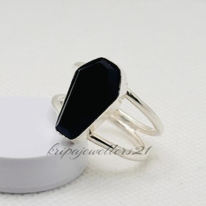 Coffin Ring Black Onyx Ring Gemstone Ring Black Onyx Jewelry 925 Sterling Silver Ring Handmade Ring Anxiety Ring Beautiful Ring Gift&#39;s Ring