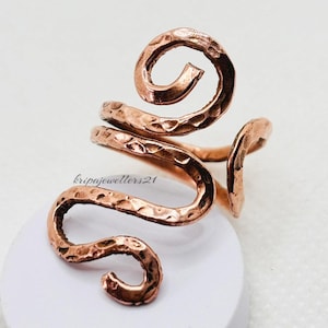 Hand Hammered Copper Ring, Spiral Copper Ring, Hammered Copper Adjustable Ring, Copper Wire Wrap Ring, Copper Midi Ring, Healing Copper Ring