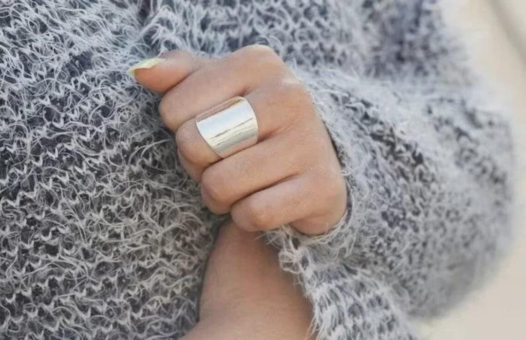 Handmade 925 Sterling Silver Wide Band Ring: Boho Thumb Ring - Etsy