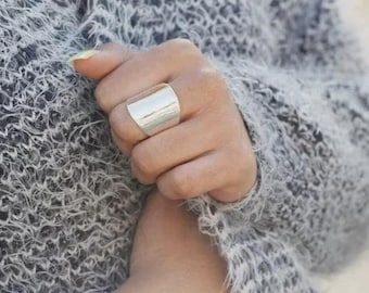Handmade 925 Sterling Silver Wide Band Ring: Boho Thumb Ring