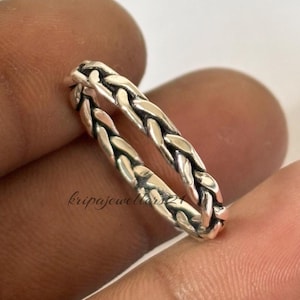 925 Sterling Silver Braided, Stacking Rings Wedding Ring, Thumb Ring, Minimalist Index Finger Ring, Twisted Rope Ring Woman Jewellery