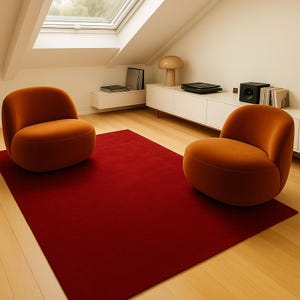 Hand Tufted Rug Solid Red Wool Area Rugs For Livingroom Bedroom Kitchen Nursery Entryway Office 5X8 6X9 8X10 9X12 10X14 Custom Rug