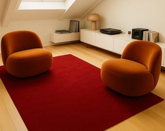 Hand-Tufted Solid Red Wool Rug, Custom Size Available
