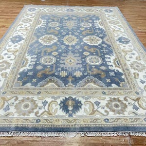 Tappeto turco antico Oushak, tappeto annodato a mano, tappeto grigio acciaio, tappeto per arredamento boho, soggiorno, camera da letto, dimensioni personalizzate 8x10 9x12 10x14