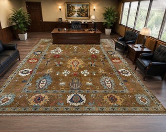 Handgeknüpfter Oushak Teppich 230x320, Vintage Kelim Teppich, Brauner Wollteppich, Kelimteppich, Traditionelles Dekor