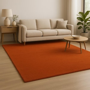 Hand Tufted Rug Modern Orange Wool Area Rugs For Livingroom Bedroom Kitchen Nursery Entryway Office 5X8 6X9 8X10 9X12 10X14 Custom Rug