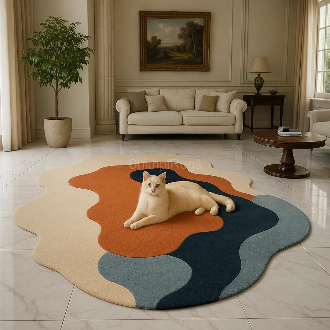 Hand-tufted Wool Area Rug: Irregular Multicolor Design, 4x6/5x8 - Etsy