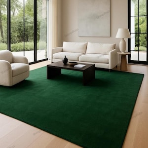 Hand Tufted Rug Modern Bottle Green Wool Area Rugs For Livingroom Bedroom Kitchen Nursery Entryway Office 5X8 6X9 8X10 9X12 10X14 Custom Rug