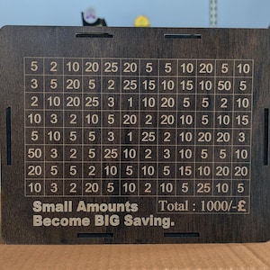 Wooden Savings Box, 1000/500 Savings Challenge Box, Wooden Cash Savings Box with Money Target and Numbers, Piggy Bank for Adults Kids
