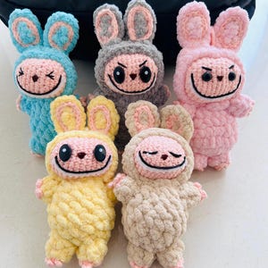 Crochet Labubu Doll – 5", 8" & 12" Plush Sizes | Handmade Kawaii Amigurumi | Multiple Colors and Expressions Cute Gift Toy Monster Bag Charm