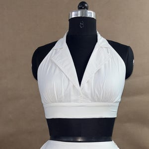White Halter Crop Top and Skirt Set