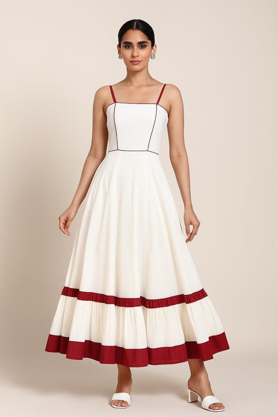 artisanal white maxi dress Womens Natural Rough "Soraya" Dress One Size Handcrafted Artisan Organic  Cotton