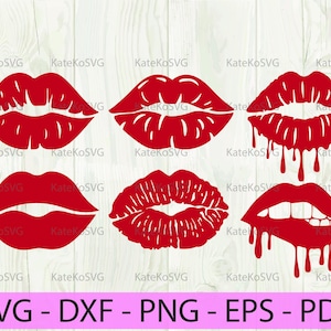 Lips Svg, Red lips Svg, Kiss Svg, Lips Silhouette, Lips Cut Files For Circut, Valentines Day Svg, Love Svg, Dripping Lips Svg, Drip Lips Svg