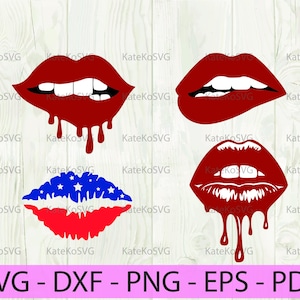 Dripping Lips Svg, Lips Svg, Lips silhouette, Lips Cut File, Dripping Lips clipart, Dripping Silhouette, Flag Lips Svg,American Flag Lip SVG