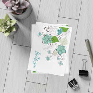 Floral Thank You Notecards (Postcard style) Bundle, Stationery Set, Greeting Cards, Note Cards, Gift Card Enclosure, Personalized Notes