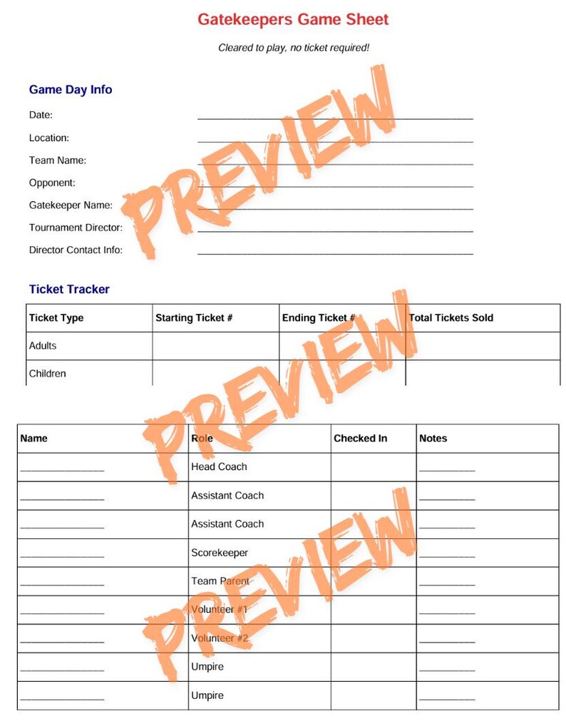 Gatekeeper Game Sheet – Editable PDF & Google Sheet – Ticket and Entry ...