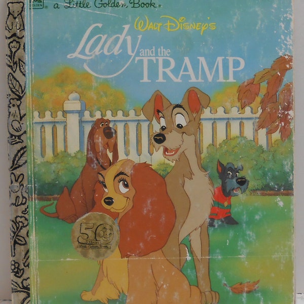Vintage "Lady and the Tramp" Little Golden Book - 1991, 1988