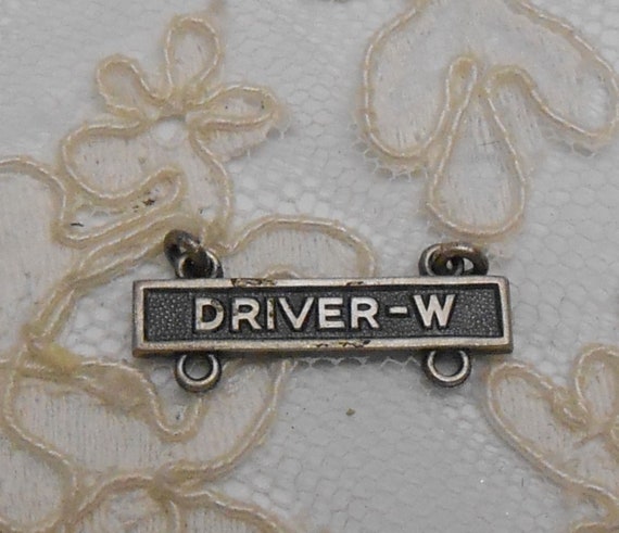 WWII US Army Sterling Silver "Driver-W" Hanging T… - image 1