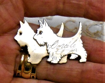 Brass Scottie Dogs, Engraved Dorcile - Jewelry, Repurpose, etc.