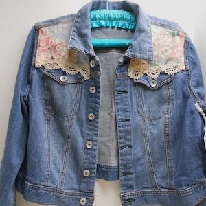 Jean Jacket with Roses - 1946 Denim - XL