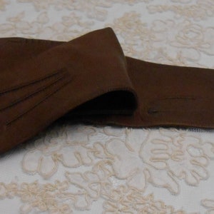 Gants longs vintage en cuir véritable marron, fabriqués en France, taille 6