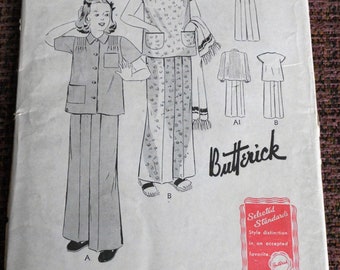 Girls' Vintage Butterick Pajamas Pattern #8783 - Size 12, 30 Breast