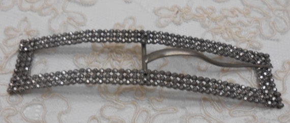 Long Antique Faux Cut Steels Belt Buckle - Wear, … - image 1