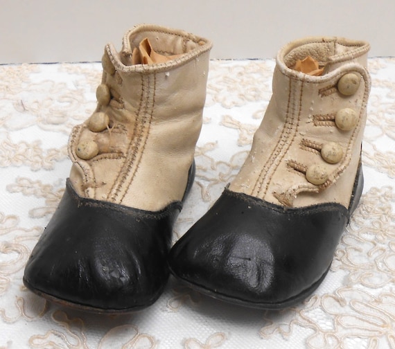 Black & White Baby High-Top Button Shoes - image 1