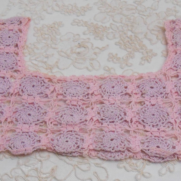 Vintage  Pale Pink & Lavender Crocheted Bodice - Use, Recycle, Upcycle, etc.